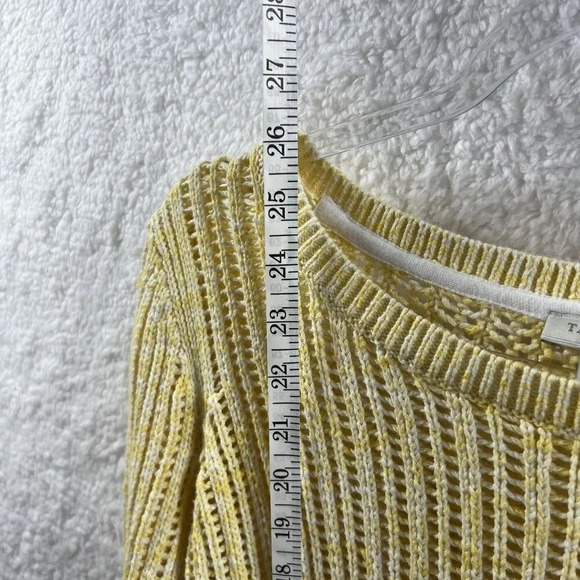 Talbots Womens M Yellow Open Weave Knit Pullover Crewneck Sweater Minimalist - Picture 6 of 11
